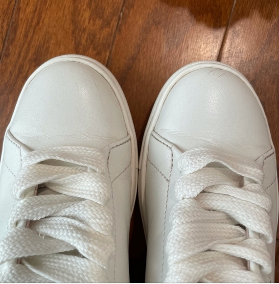 Kate Spade Logo Spade White & Gold Metallic Sneakers 6 - Picture 6 of 7